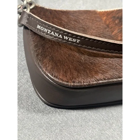 Montana West Crossbody Bag Womens Brown Genuine Leather Hair-On Hide Western - Picture 4 of 16